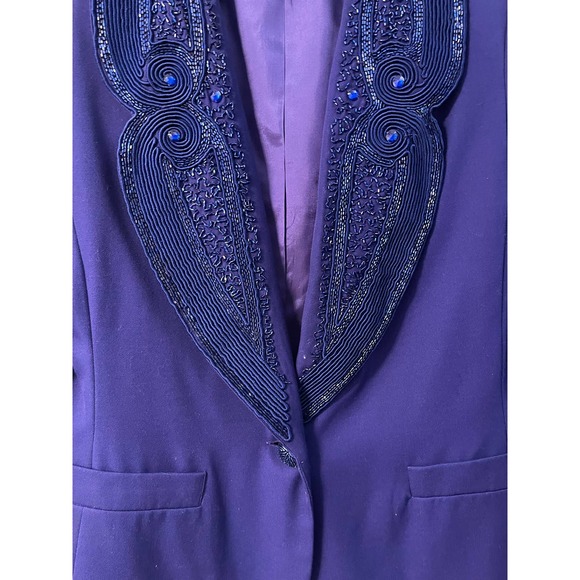Chancelle 2 Piece Blue Skirt Suit with Beaded Embellishment Size 14 - Picture 2 of 15